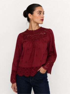 Eyelet Burgundy Blouse